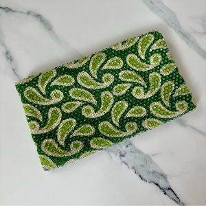 Green Paisley Beaded Zipper Bag